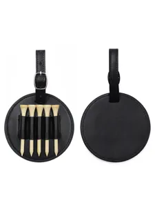 Portable PU Leather Golf Tee Holder Pouch Round Multi-Slot Golf Ball Tee Storage Bag With Metal Buckle For Golfer Accessories