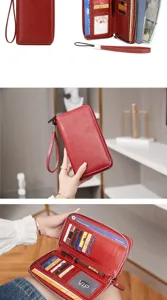 RFID double zipper long wallet large capacity multi-function clutch card organizer