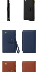 Vue détaillée du portefeuille de passeport de voyage anti-RFID avec emplacements multiples et zip.