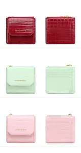 Portefeuille court femme motif crocodile porte-monnaie et cartes pliable vue détaillée