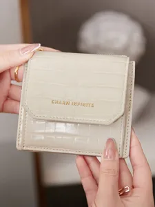 Portefeuille Court Tri-pli pour Femmes Cuir PU Motif Crocodile Porte-cartes Monnaie Multifonctionnel Portefeuille Mode