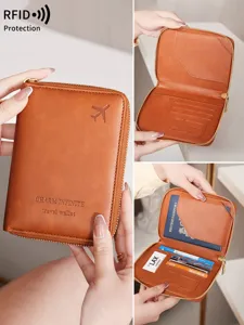 RFID Blocking Travel Passport Holder Multi-Function PU Leather Document Organizer Card Case Wallet for Men Women