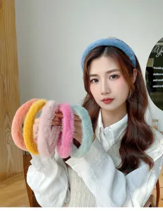 Cerchietto per capelli in peluche soffice fascia larga trucco viso lavaggio accessori capelli