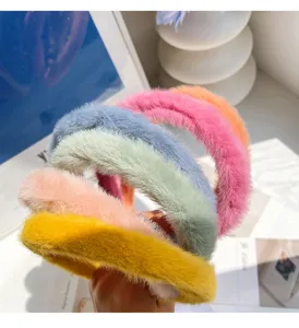 Cerchietto in peluche colorato morbido fascia per capelli soffice accessori moda quotidiana