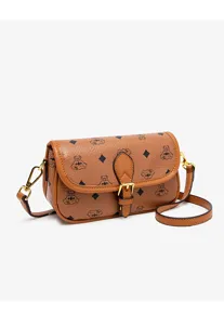 Vintage print women shoulder bag stylish flap crossbody bag casual retro PU leather handbag