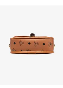 Brown vintage monogram leather crossbody bag with cute koala print stylish small shoulder bag