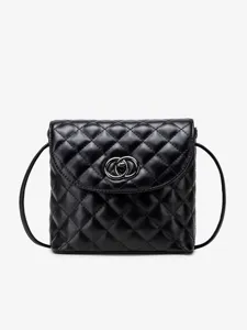 Minimalist Quilted PU Leather Crossbody Bag For Women Classic Small Square Shoulder Bag Casual Daily Handbag