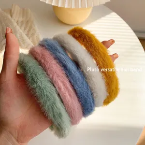 Fascia per capelli in peluche morbida soffice larga cerchietto dolce accessorio capelli