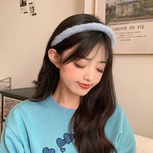 Fascia per capelli soffice in peluche per donna, cerchietto morbido per trucco e uso quotidiano.