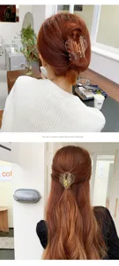Transparent heart hair claw clip acrylic shark clip for stylish half up hairstyles and buns.