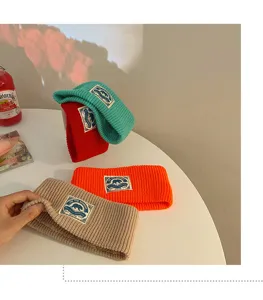 Cinta deportiva de punto de lana para mujer, accesorio para el pelo streetwear de ala ancha.
