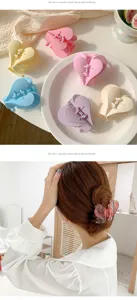 Cute matte heart hair claw clip for women aesthetic sweet hair styling accessories hair catch.