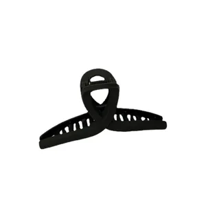 Matte black hair claw clip for women, large shark clip minimalist hair styling accessory.