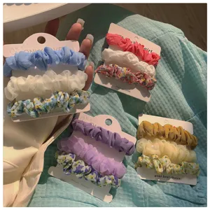 Cute floral scrunchies set 3 pieces cute hair ties for women and daily styling cute accessories