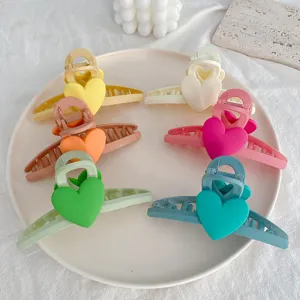 Macaron color heart hair claw clip large cute shark clip sweet hair accessories for women.