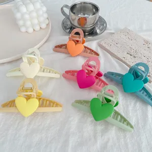 Macaron color heart hair claw large cute shark clip sweet hair accessory for women styling