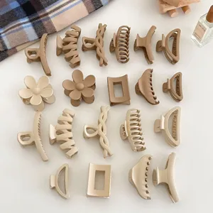 Korean style milk coffee hair claws set large matte shark clips cute floral hair accessories