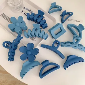Set di mollette per capelli blu accessori opachi pinza squalo fiore geometrico styling