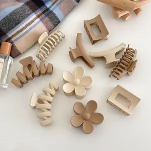 Matte coffee color hair claw clip set Korean chic hair accessories for thick hair daily
