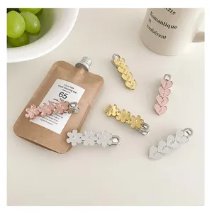 Pinzas pelo espejo flor corazón, bonitos clips flequillo, accesorios cabello metálicos elegantes.
