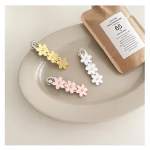 Set de pinzas de pelo de flor de espejo de metal, lindo pasador de flequillo para estilo diario.