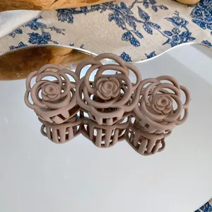 Molla per capelli rosa opaco stile francese accessorio fermaglio floreale dolce per donne stile