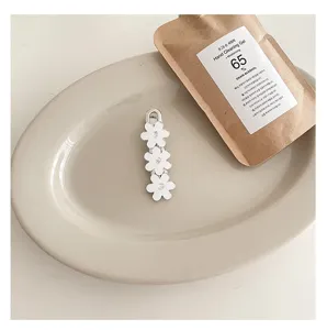 Pinza de pelo de flor blanca de metal estilo dulce horquilla bonita accesorio de pelo de verano