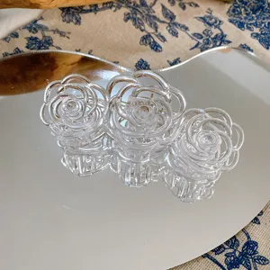 Molletta per capelli con fiore trasparente chic stile francese grazioso accessorio quotidiano