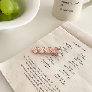 Pinza de pelo corazón rosa espejo estilo dulce accesorio pico de pato para uso diario moda
