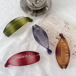 Matte gradient claw hair clip detail view, featuring multiple colors for daily styling use.
