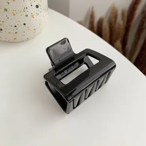 Black acrylic square hair claw clip, elegant minimalist french style hair accessory for women.