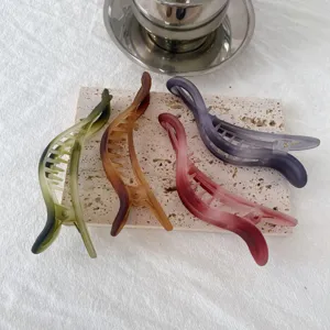 Set of four large gradient hair claws, matte finish banana clips for thick hair styling.