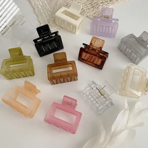 Small acrylic hair claw clips set, transparent colorful hair catch clamps for women daily styling.
