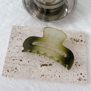 Matte gradient green hair claw clip, detail view showcasing the textured frosted finish.