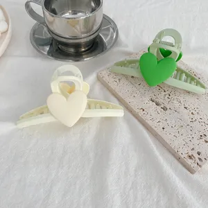 Macaron color heart hair claw detail, sweet large shark clip for daily cute hair styling.