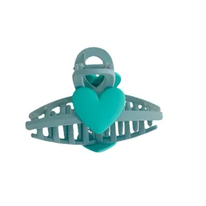Macaron color heart hair claw clip, sweet large shark hair accessory for women daily styling.