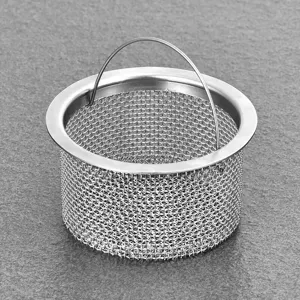 Panier filtre d'evier en acier inoxydable avec maille fine et poignee pratique cuisine.