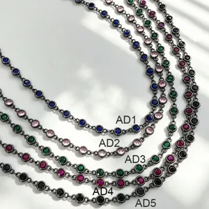 DIY jewelry beading accessories semi-finished round zircon bulk chain detail view