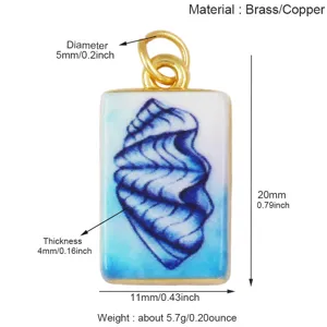 Messing schelp hanger bedel 20x11mm koperen maritieme sieraden accessoire voor ketting