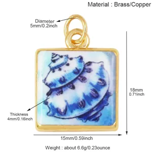 Messing schelp ketting hanger gedetailleerde weergave van de maat, hoogwaardig sieraden accessoire
