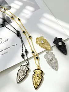 DIY arrowhead pendant necklace set with sparkling cubic zirconia and stylish station chain.