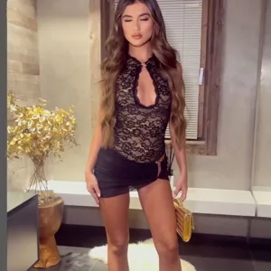 Sexy lace ärmelloses figurbetontes Kleid mit Spitzenmuster für Damen Party Clubwear.