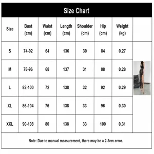 Size chart for sexy lace see-through bodycon dress, detailed bust waist length measurements.