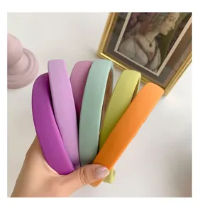 Candy color wide fabric hair hoop set, vibrant multicolored headbands for daily stylish casual wear.