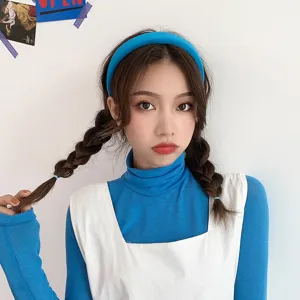 Solid color wide hair headband for women, fashion blue hair hoop casual daily hair accessories.