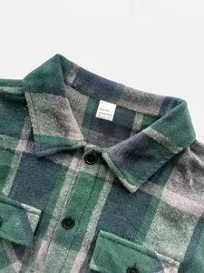 Herren Freizeit Karo Flanell Hemd Jacke Langarm Knopfleiste mit zwei Taschen.
