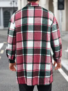 Herren langarm Karohemd Jacke Casual Button Down Oberbekleidung Streetwear Mantel Stil