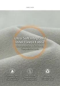 Men's thermal fleece fabric detail shot, ultra-soft inner lining for winter warmth and comfort.