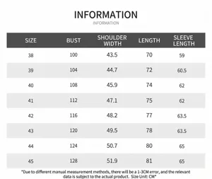 Detailed size chart for men's solid long sleeve dress shirt. Check measurements for a perfect fit.