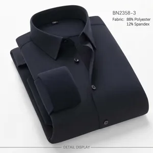 Close-up detail of the dark blue thermal fleece-lined men's long sleeve shirt fabric.